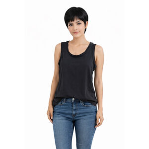 Women's Alternative Black Cotton Tank Top M